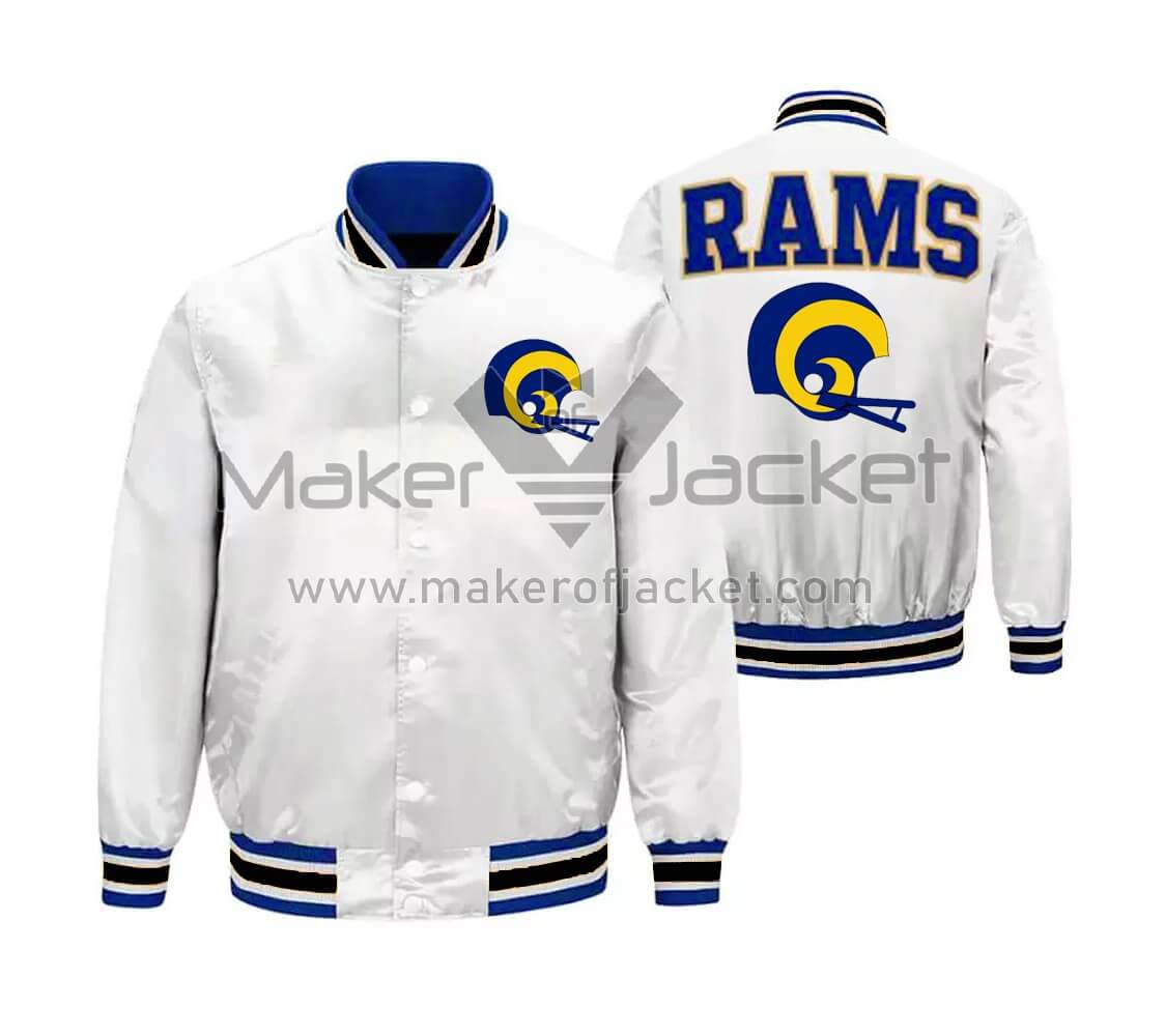 NFL-Football-Team-Los-Angeles-Rams-White-Satin-Jacket-1 NFL-Football-Team-Los-Angeles-Rams-White-Satin-Jacket