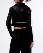 Formula 1 Pole Position Cropped Racing Leather Jacket