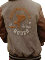 NFR Rodeo Las Vegas 2024 Grey Brown Varsity Bomber Jacket