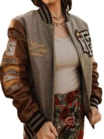 NFR Rodeo Las Vegas 2024 Grey Brown Varsity Bomber Jacket
