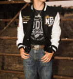 NFR Rodeo Quincy Black White Letterman Varsity Jacket