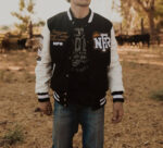 NFR Rodeo Quincy Black White Letterman Varsity Jacket