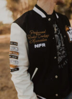 NFR Rodeo Quincy Black White Letterman Varsity Jacket