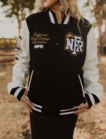 NFR Rodeo Quincy Black White Letterman Varsity Jacket