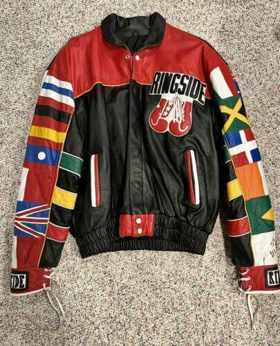 Rare Ringside Multi Country Flag Boxing Leather Jacket (3) Rare Ringside Multi Country Flag Boxing Leather Jacket