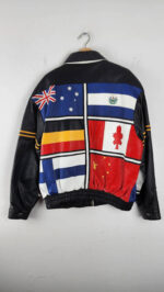 Vintage Multi Countries Flag Leather Jacket
