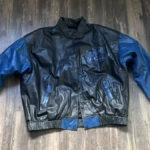 Vtg-Looney-Tunes-Taz-Black-And-Blue-Leather-Jacket