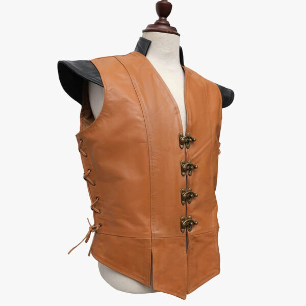 Men's-Handmade-2-Side-Laced-Tan-Leather-Vest