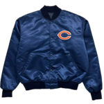 Vtg-NFL-Chicago-Bears-Navy-Satin-Bomber-Jacket