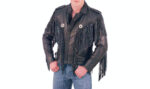 Black Beltless Fringe Leather Jacket