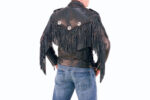 Black Beltless Fringe Leather Jacket