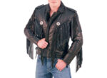 Black Beltless Fringe Leather Jacket