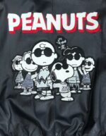 Black Charlie Brown Snoopy Peanuts Leather Jacket