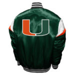 Green-NCAA-Miami-Hurricanes-Full-Snap-Satin-Jacket