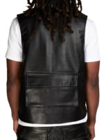 Men's-5-Flap-Pockets-Black-Leather-Vest