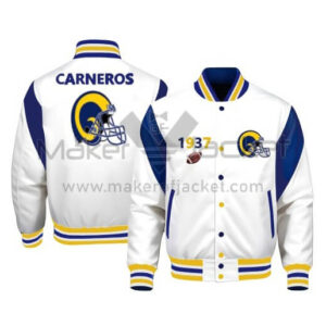 NFL-LA-Rams-Carneros-White-Blue-Stripes-Bomber-Jacket