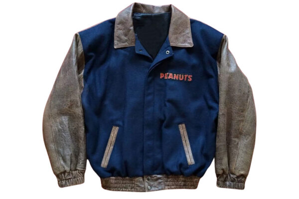 Peanuts Snoopy Cartoon Wool Leather Jacket