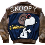 Peanuts Snoopy Cartoon Wool Leather Jacket