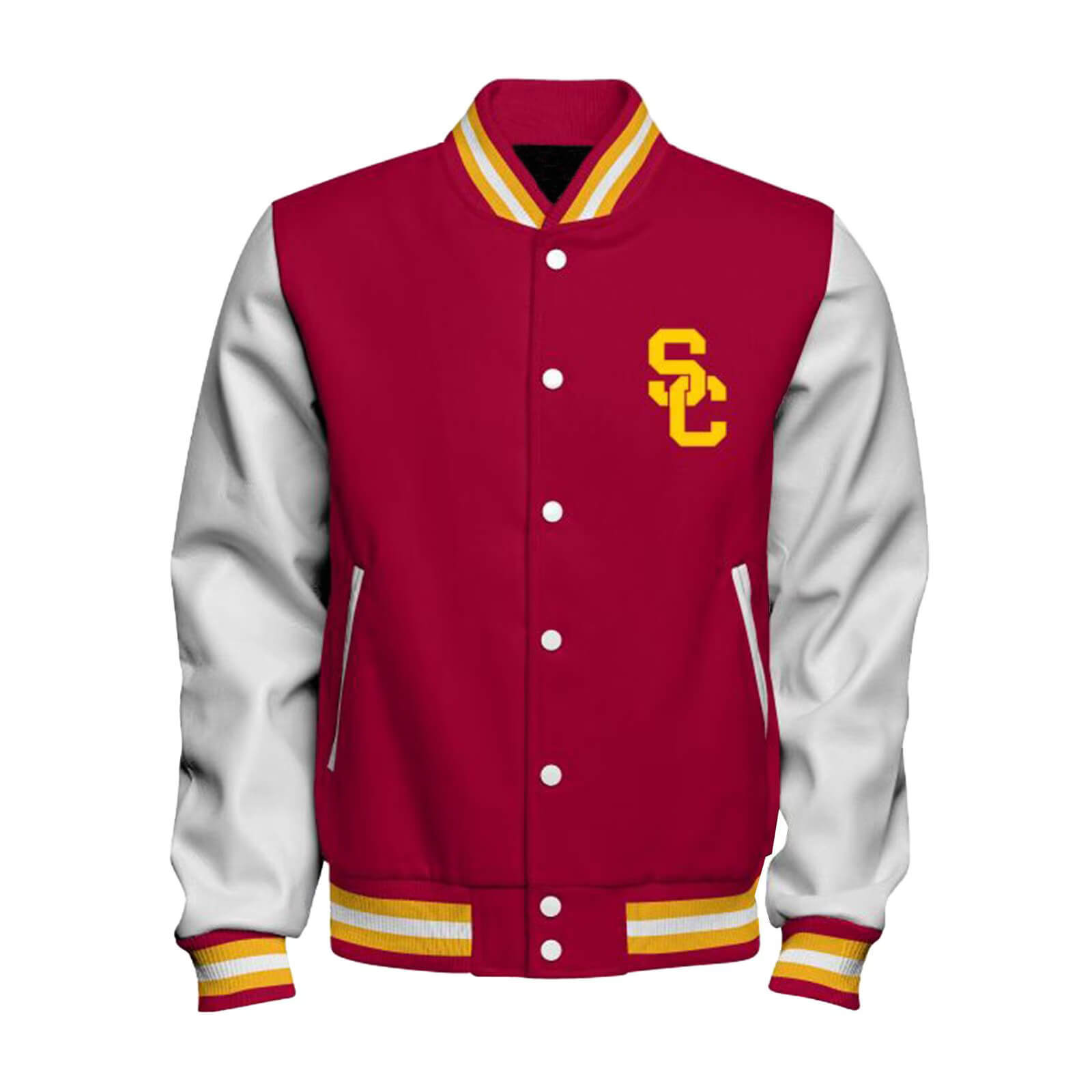 Red-White-NCAA-Team-USC-Trojans-Varsity-Jacket-1 Red-White-NCAA-Team-USC-Trojans-Varsity-Jacket