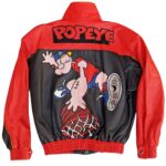 Vintage Black Red Popeye Leather Jacket
