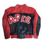 Vintage Black Red Popeye Leather Jacket