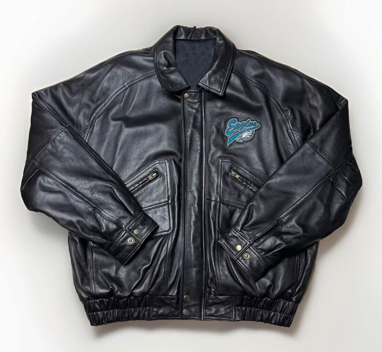 Vintage-NFL-Philadelphia-Eagles-Black-Bomber-Leather-Jacket-1 Vintage-NFL-Philadelphia-Eagles-Black-Bomber-Leather-Jacket