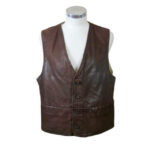 Vintage-V-Neck-Collar-Distressed-Brown-Leather-Vest