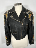 1980s Wolf Leather Biker Jacket