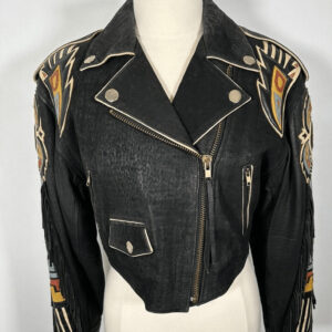 1980s Wolf Leather Biker Jacket