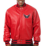 Front View Of Washington Capitals jacket Featuring Chest Logo