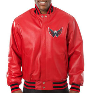 Front View Of Washington Capitals jacket Featuring Chest Logo