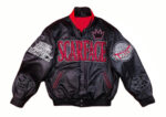 Front View Of Scarface Tony Montana Jacket Featuring Snap Closure Studs Work.