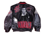 Back View Of Scarface Tony Montana Jacket Applique Logos Eye graphic.