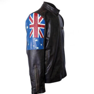 Right Side View of Australian Flag Jacket With Applique Work.
