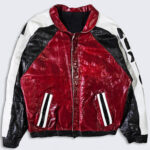 Front View Of Eagle Mexico Spell Leather Jacket Featuring Snap Closure Elastic Cuffs.