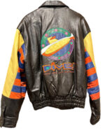 back view of dive deep sea leather jacket featuring Embroidered Big logo on back elastic waistband.