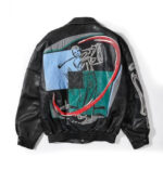 “Back view of Limited Edition Jeff Hamilton black leather Vintage Golf Jacket featuring elastic waistband and premium leather finish”