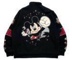 Back view of Vintage Mickey Mouse Racing Across America bomber jacket featuring large Mickey Mouse punch patch.