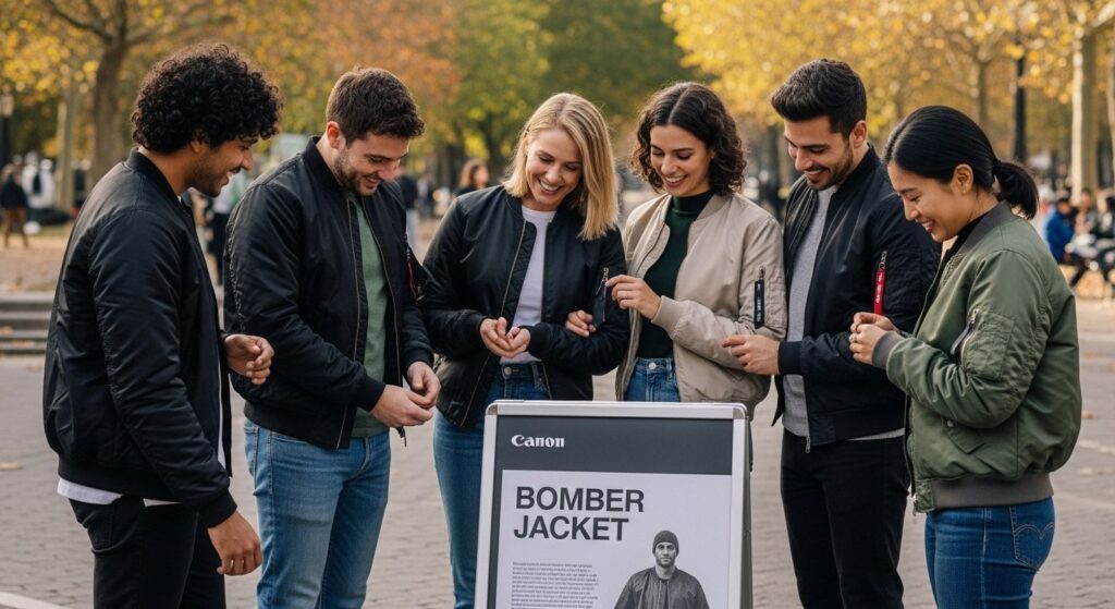 bomber jacket group fashion