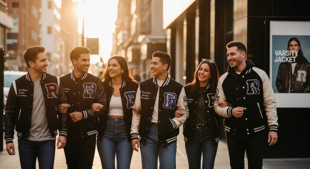 varsity jacket street style