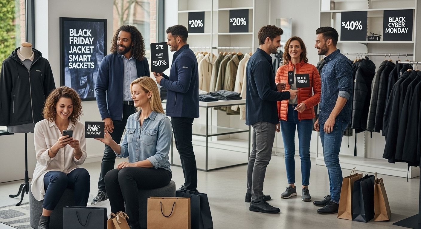 Black Friday jacket sale, shoppers