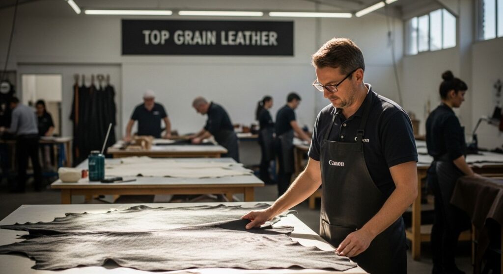 top grain leather workshop