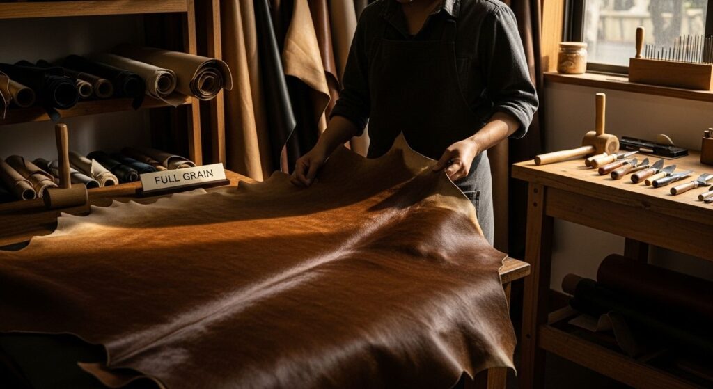 full grain leather workshop