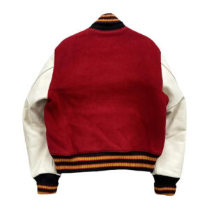Hendersons Boxing State Champion 68 Varsity Jacket back view – red and white varsity jacket showcasing boxing champion patches and classic athletic design.