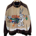 "Looney Tunes Bugs Bunny Lot 29 multicolor bomber jacket with Bugs Bunny logo on front"