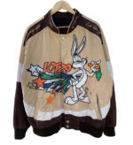 "Looney Tunes Bugs Bunny Lot 29 multicolor bomber jacket with Bugs Bunny logo on front"