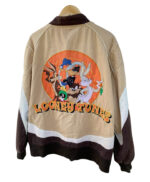 "Looney Tunes Bugs Bunny Lot 29 bomber jacket back with cartoon characters patch and bold lettering"