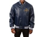 Navy Florida Panthers Leather Bomber Jacket (Front)