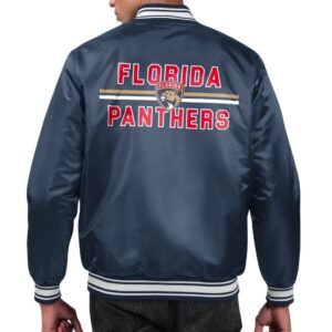 Navy Florida Panthers Satin Jacket (Back)