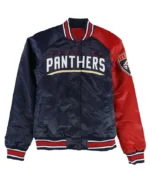 Navy Red Florida Panthers Hometown Satin Jacket Front